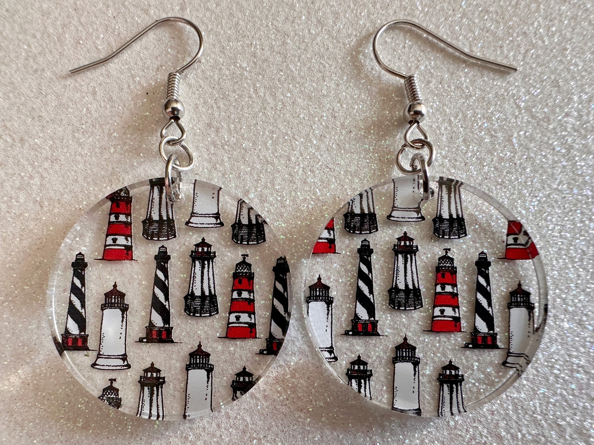 Lighthouse Earrings: Laser Cut Acrylic Lighthouses, New England, Architecture, Ocean, Nautical, Travel, Sightseeing, Gifts for Her/Him/Them