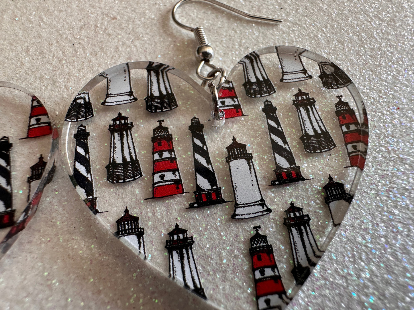 Lighthouse Earrings: Laser Cut Acrylic Lighthouses, New England, Architecture, Ocean, Nautical, Travel, Sightseeing, Gifts for Her/Him/Them