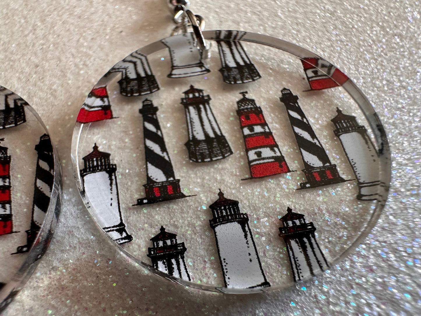 Lighthouse Earrings: Laser Cut Acrylic Lighthouses, New England, Architecture, Ocean, Nautical, Travel, Sightseeing, Gifts for Her/Him/Them