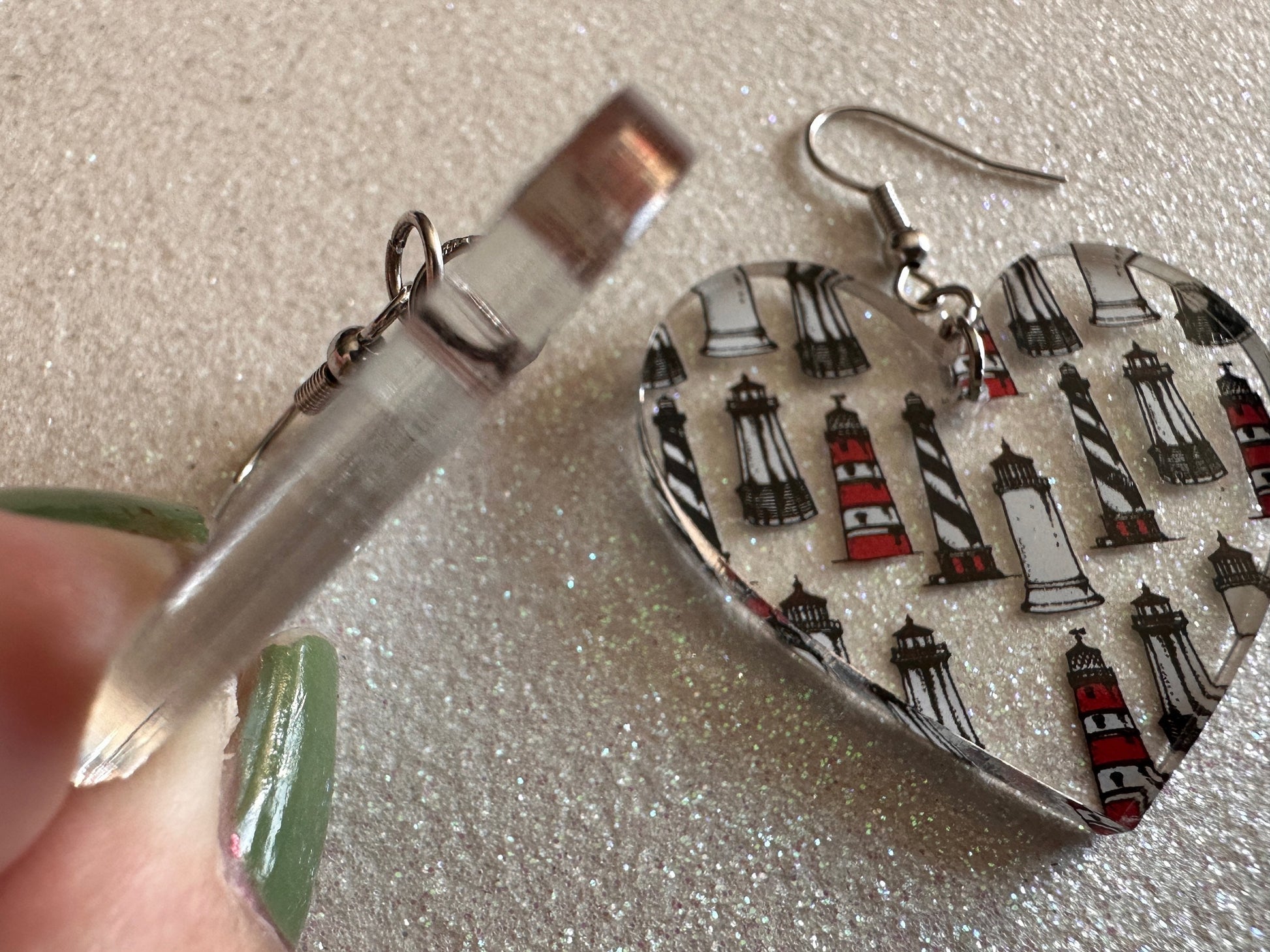 Lighthouse Earrings: Laser Cut Acrylic Lighthouses, New England, Architecture, Ocean, Nautical, Travel, Sightseeing, Gifts for Her/Him/Them