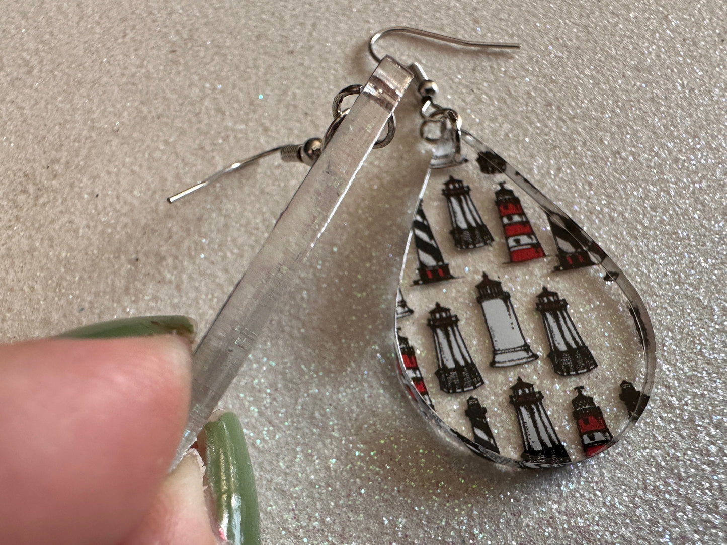Lighthouse Earrings: Laser Cut Acrylic Lighthouses, New England, Architecture, Ocean, Nautical, Travel, Sightseeing, Gifts for Her/Him/Them