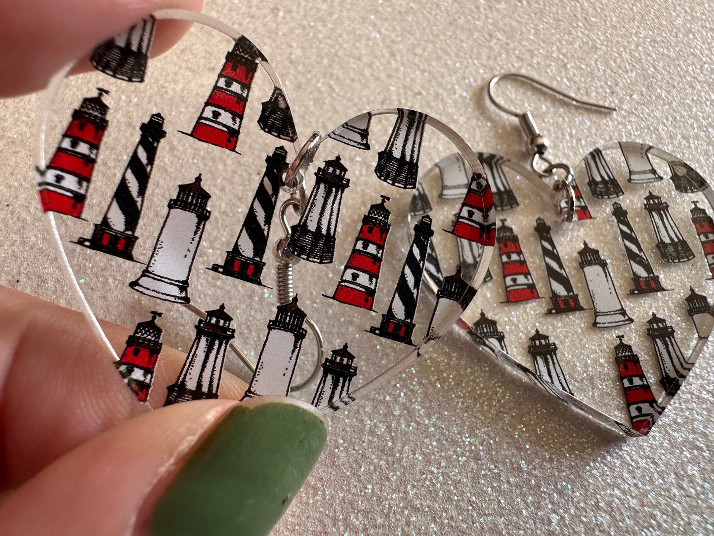 Lighthouse Earrings: Laser Cut Acrylic Lighthouses, New England, Architecture, Ocean, Nautical, Travel, Sightseeing, Gifts for Her/Him/Them