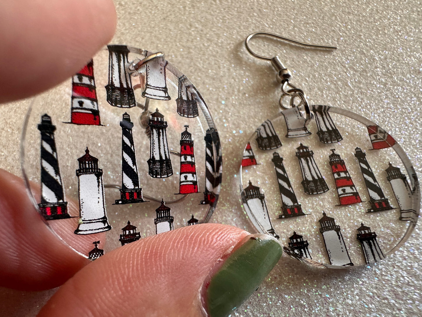Lighthouse Earrings: Laser Cut Acrylic Lighthouses, New England, Architecture, Ocean, Nautical, Travel, Sightseeing, Gifts for Her/Him/Them