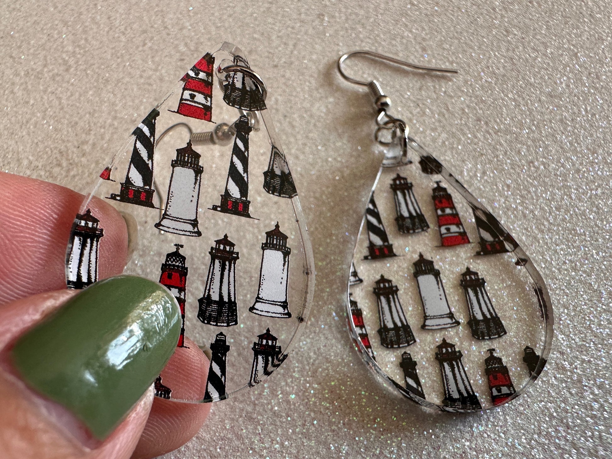 Lighthouse Earrings: Laser Cut Acrylic Lighthouses, New England, Architecture, Ocean, Nautical, Travel, Sightseeing, Gifts for Her/Him/Them