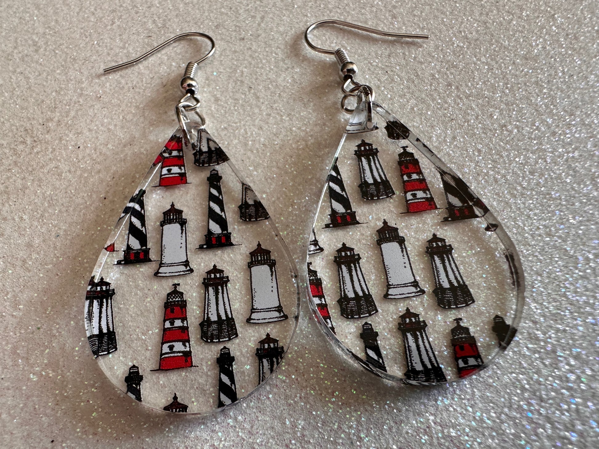 Lighthouse Earrings: Laser Cut Acrylic Lighthouses, New England, Architecture, Ocean, Nautical, Travel, Sightseeing, Gifts for Her/Him/Them