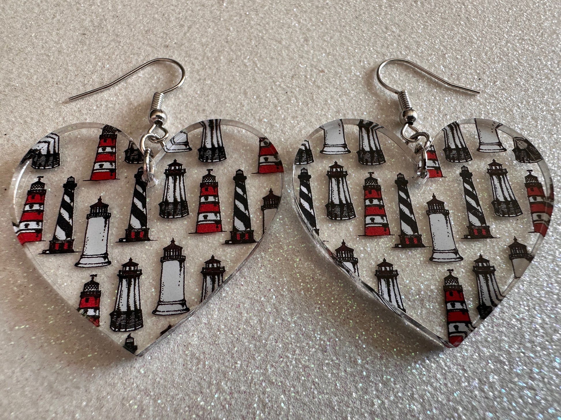 Lighthouse Earrings: Laser Cut Acrylic Lighthouses, New England, Architecture, Ocean, Nautical, Travel, Sightseeing, Gifts for Her/Him/Them