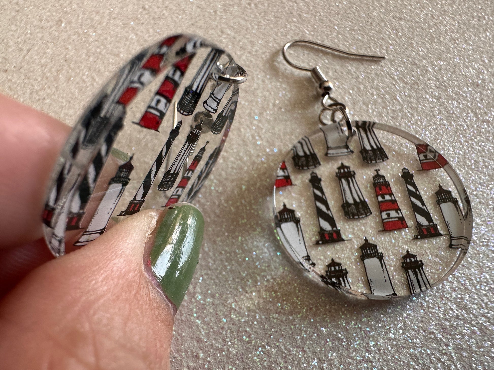 Lighthouse Earrings: Laser Cut Acrylic Lighthouses, New England, Architecture, Ocean, Nautical, Travel, Sightseeing, Gifts for Her/Him/Them