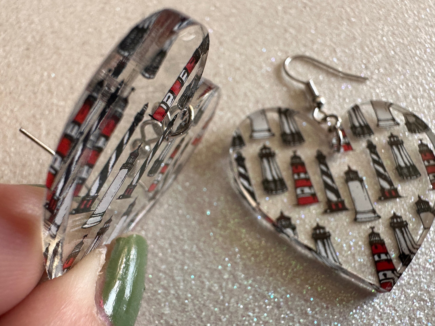 Lighthouse Earrings: Laser Cut Acrylic Lighthouses, New England, Architecture, Ocean, Nautical, Travel, Sightseeing, Gifts for Her/Him/Them