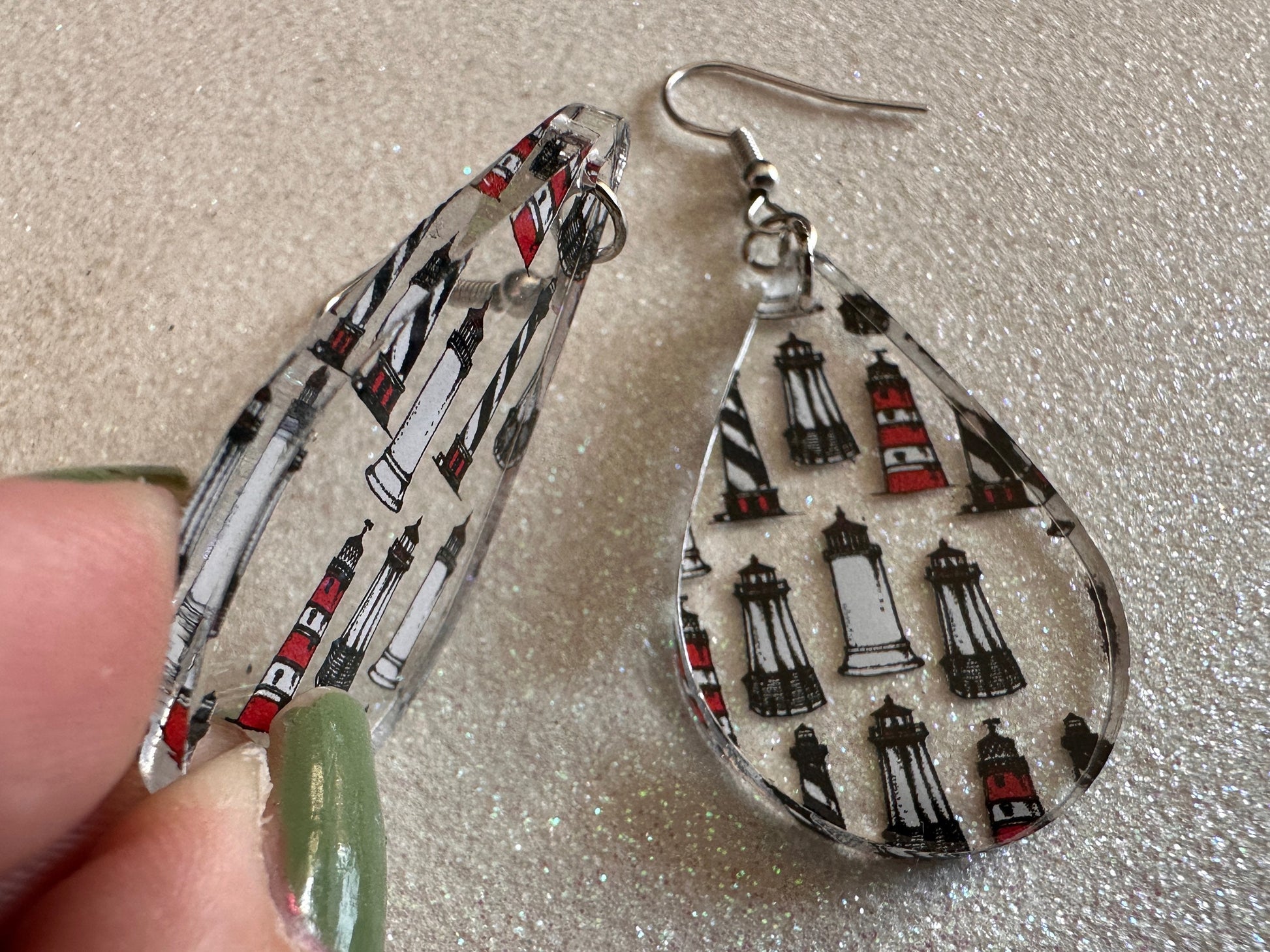 Lighthouse Earrings: Laser Cut Acrylic Lighthouses, New England, Architecture, Ocean, Nautical, Travel, Sightseeing, Gifts for Her/Him/Them