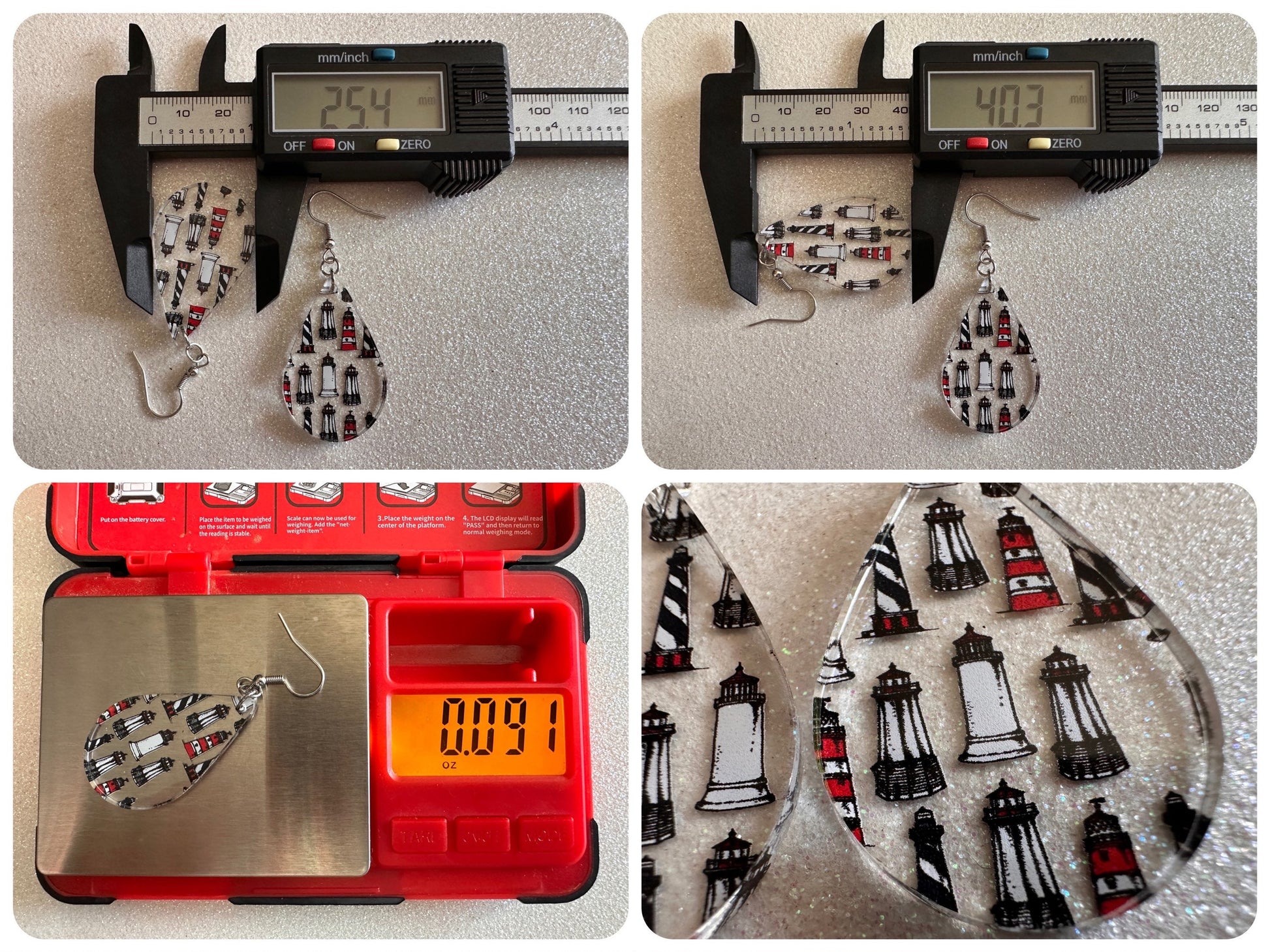 Lighthouse Earrings: Laser Cut Acrylic Lighthouses, New England, Architecture, Ocean, Nautical, Travel, Sightseeing, Gifts for Her/Him/Them