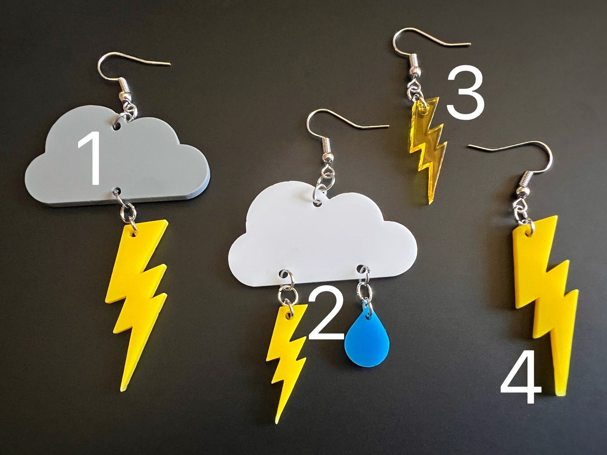 Lightning Earrings: Laser Cut Acrylic Lightning Bolt Earrings, Stormy Weather, Electric, Nature, Climate, Best Gifts for Her/Him/Them