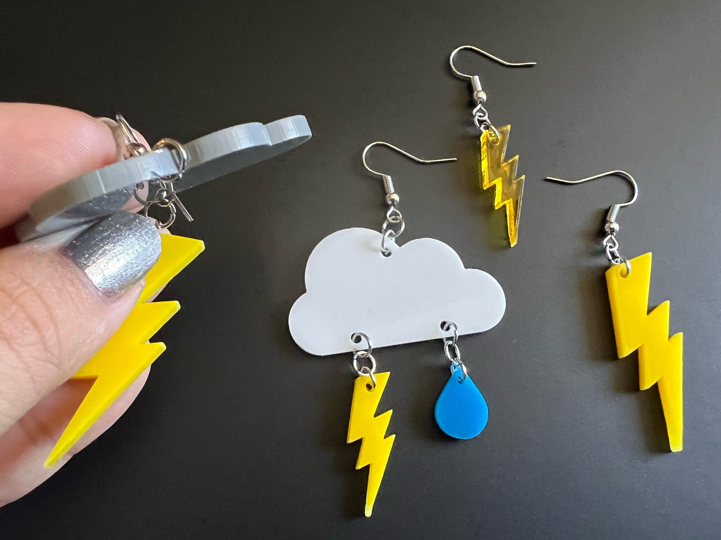 Lightning Earrings: Laser Cut Acrylic Lightning Bolt Earrings, Stormy Weather, Electric, Nature, Climate, Best Gifts for Her/Him/Them