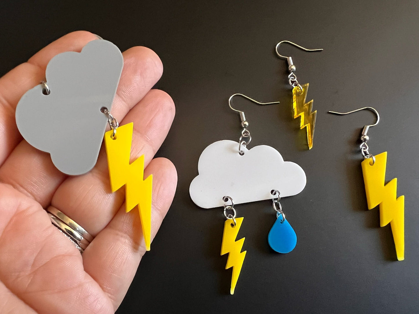 Lightning Earrings: Laser Cut Acrylic Lightning Bolt Earrings, Stormy Weather, Electric, Nature, Climate, Best Gifts for Her/Him/Them