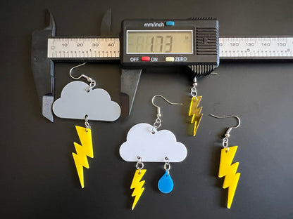 Lightning Earrings: Laser Cut Acrylic Lightning Bolt Earrings, Stormy Weather, Electric, Nature, Climate, Best Gifts for Her/Him/Them