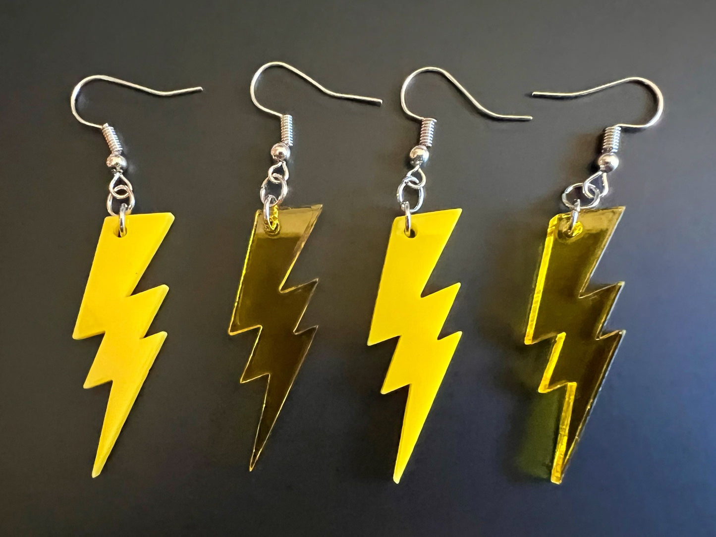 Lightning Earrings: Laser Cut Acrylic Lightning Bolt Earrings, Stormy Weather, Electric, Nature, Climate, Gifts for Her/Him/Them