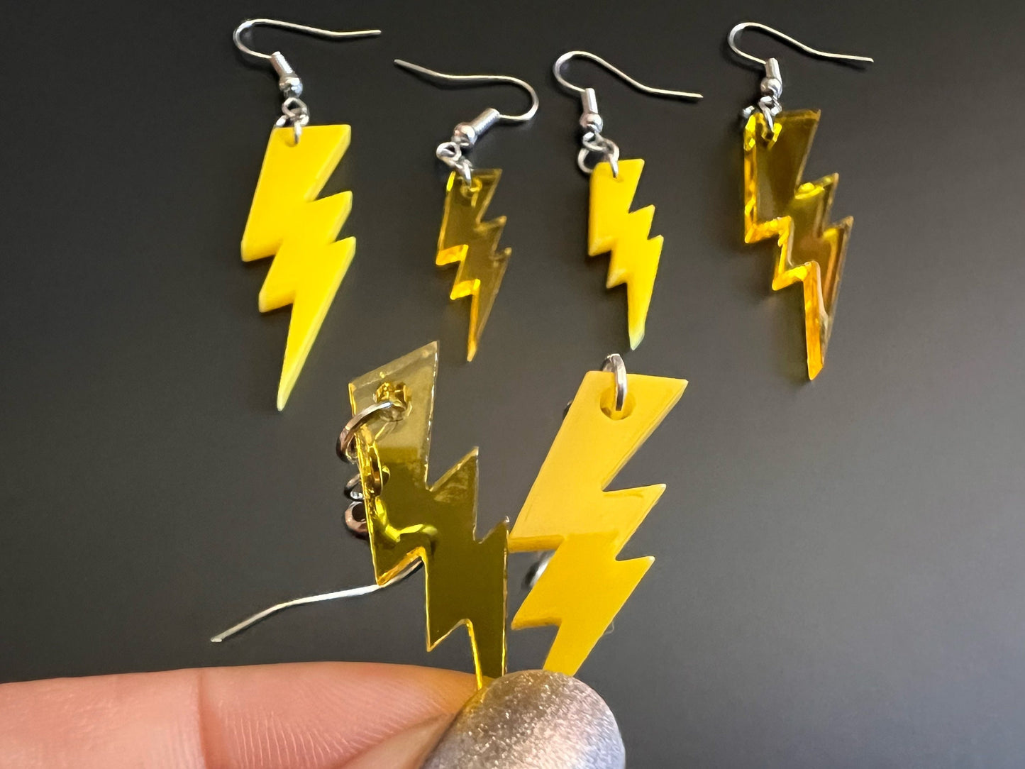 Lightning Earrings: Laser Cut Acrylic Lightning Bolt Earrings, Stormy Weather, Electric, Nature, Climate, Gifts for Her/Him/Them