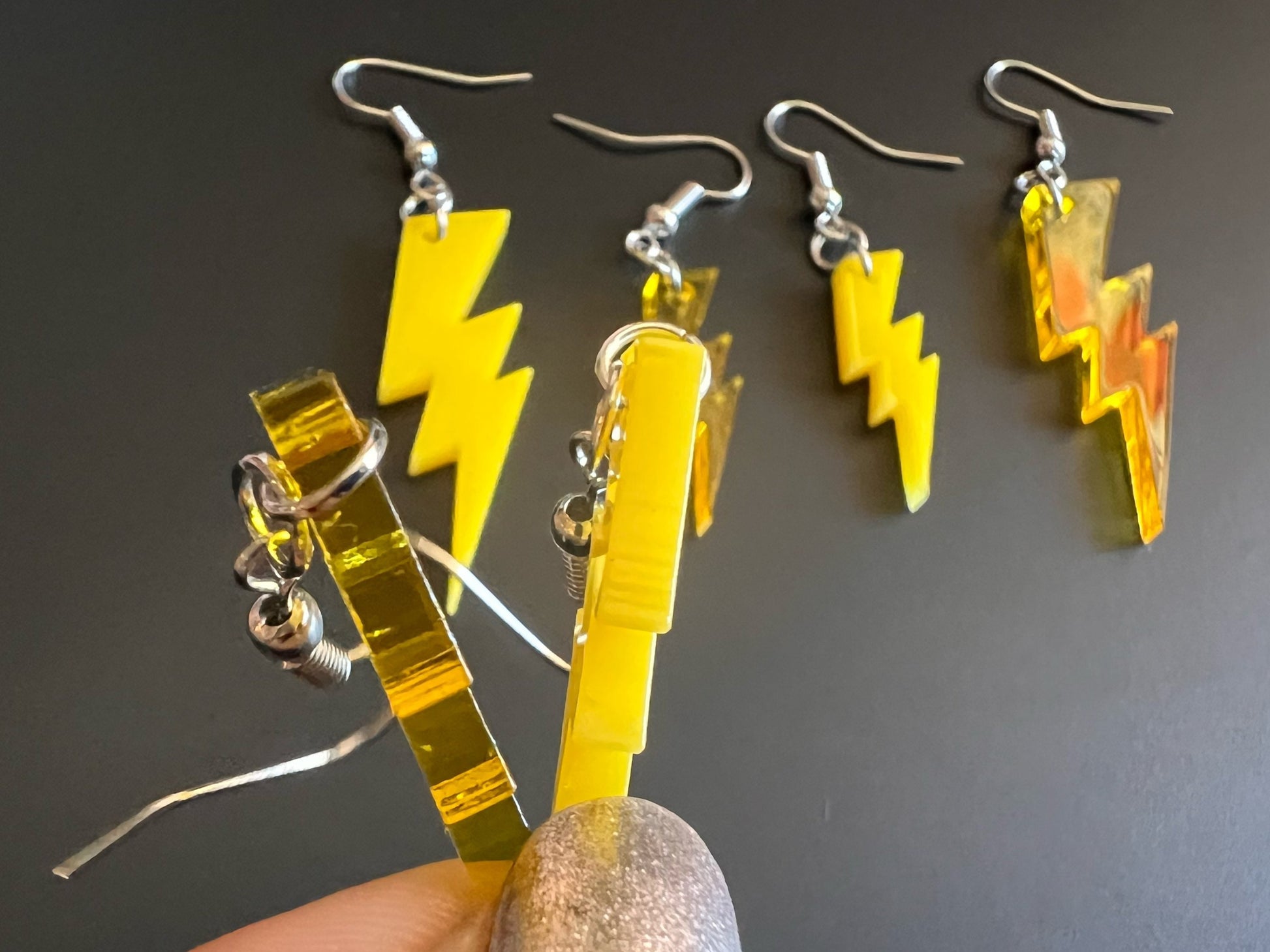 Lightning Earrings: Laser Cut Acrylic Lightning Bolt Earrings, Stormy Weather, Electric, Nature, Climate, Gifts for Her/Him/Them