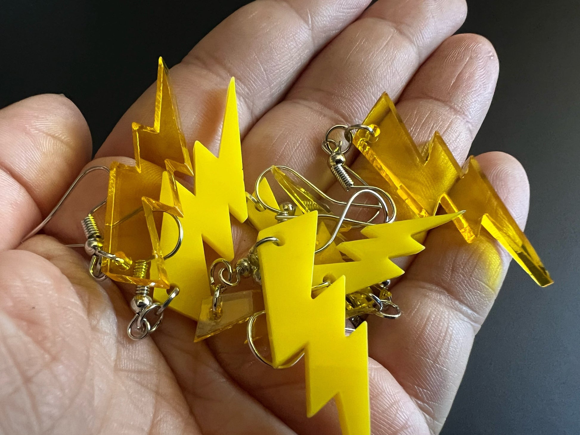 Lightning Earrings: Laser Cut Acrylic Lightning Bolt Earrings, Stormy Weather, Electric, Nature, Climate, Gifts for Her/Him/Them