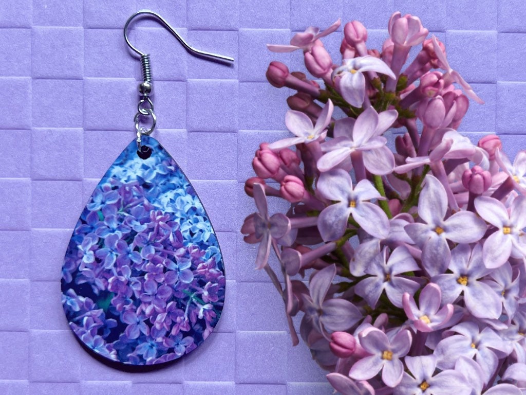 Lilac Earrings: Flower, Purple Earrings, Floral, Sublimated, Best Gifts for Her/Him/Them