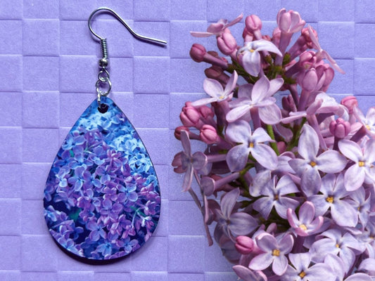 Lilac Earrings: Flower, Purple Earrings, Floral, Sublimated, Best Gifts for Her/Him/Them