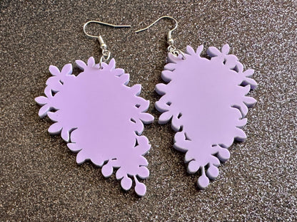 Lilac Silhouette Earrings: Laser Cut Acrylic Flowers, Purple Earrings, Floral, Mother's Day Gift, Love, Best Gifts for Her/Him/Them