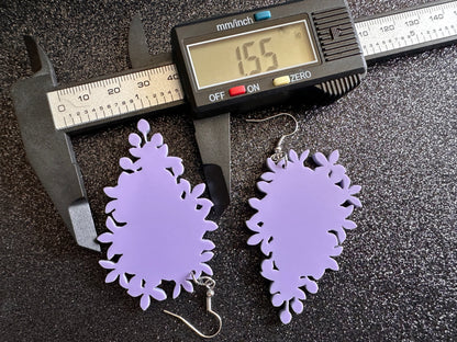 Lilac Silhouette Earrings: Laser Cut Acrylic Flowers, Purple Earrings, Floral, Mother's Day Gift, Love, Best Gifts for Her/Him/Them