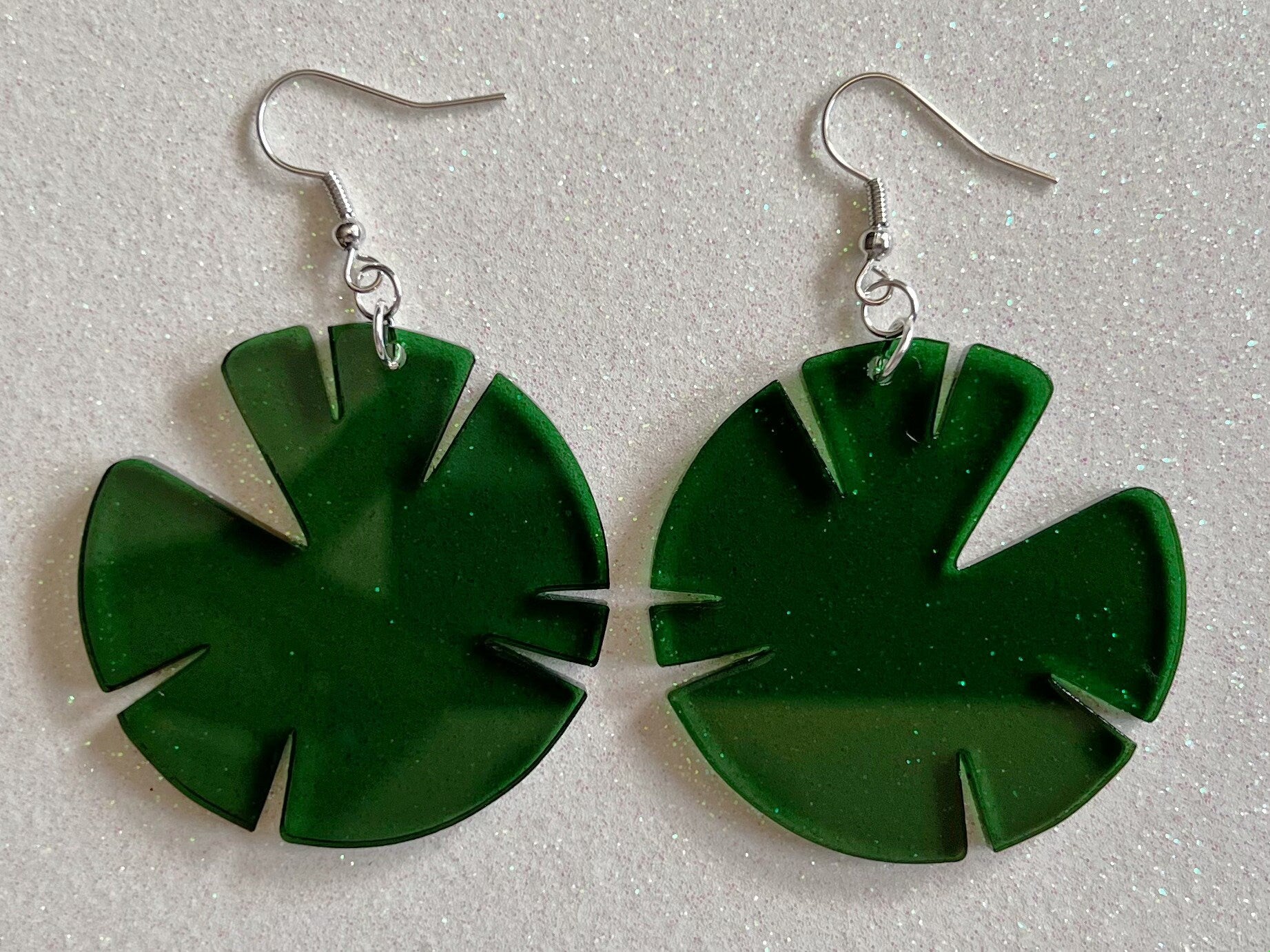 Lily Pad Earrings: Laser Cut Acrylic Green Lily Pads, Simple Outline, Silhouette, Nature, Green Earrings, Plant, Best Gifts for Her/Him/Them