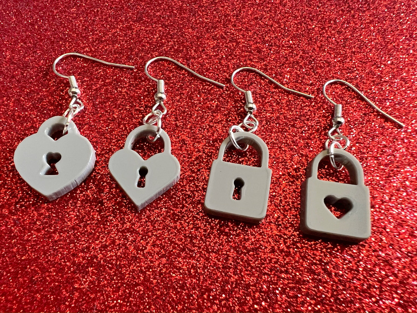 Lock Earrings: Laser Cut Acrylic Locks, Love Locks, Heart Lock, Valentine's Day, Best Gifts for Her/Him/Them
