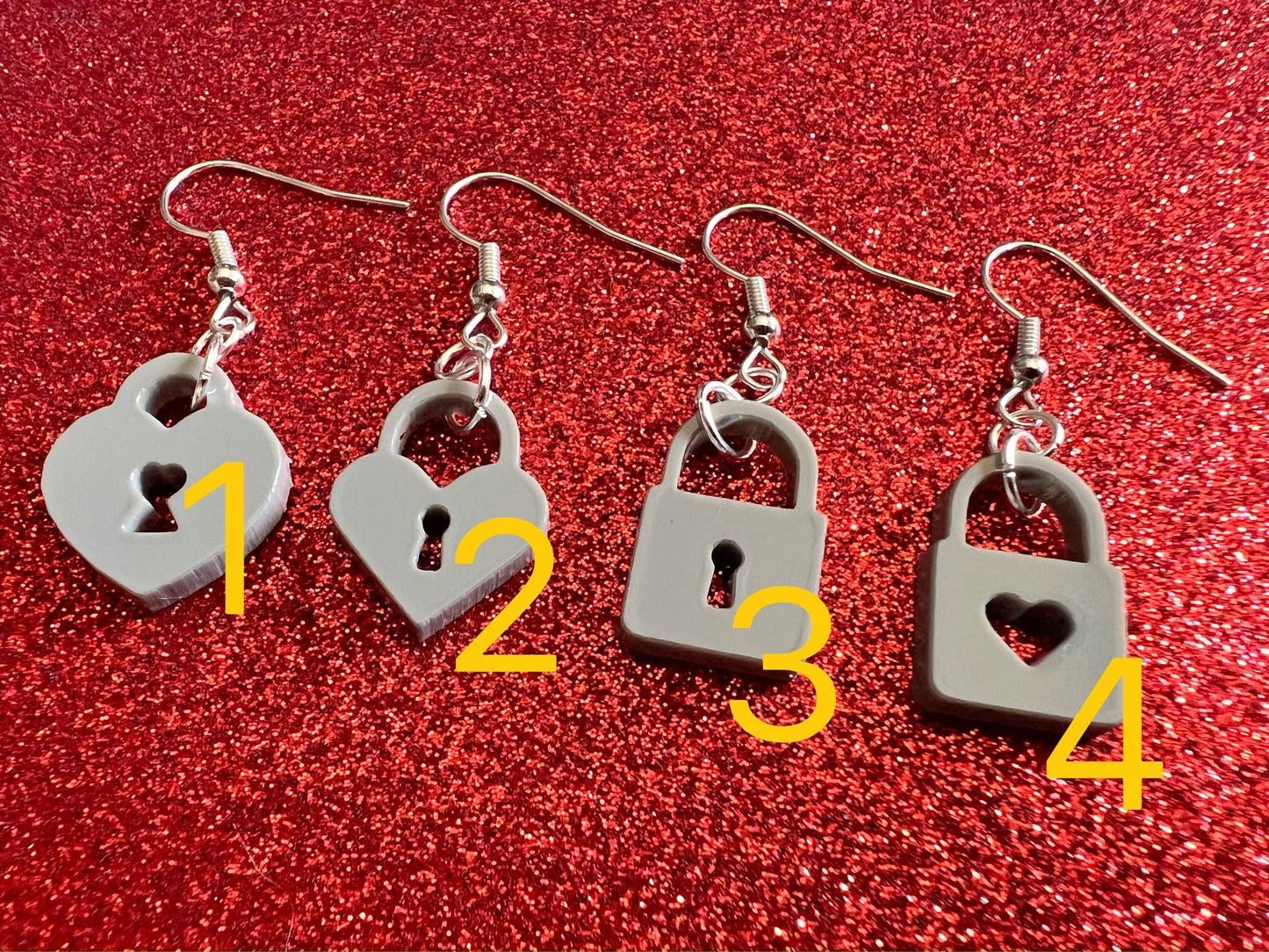 Lock Earrings: Laser Cut Acrylic Locks, Love Locks, Heart Lock, Valentine's Day, Best Gifts for Her/Him/Them