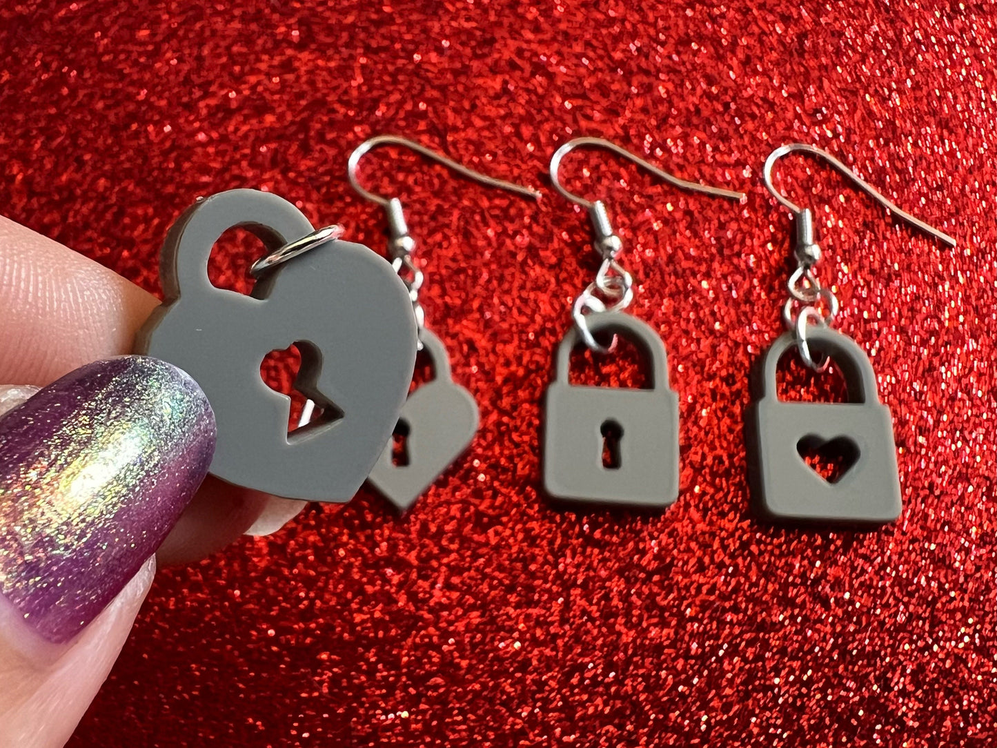 Lock Earrings: Laser Cut Acrylic Locks, Love Locks, Heart Lock, Valentine's Day, Best Gifts for Her/Him/Them