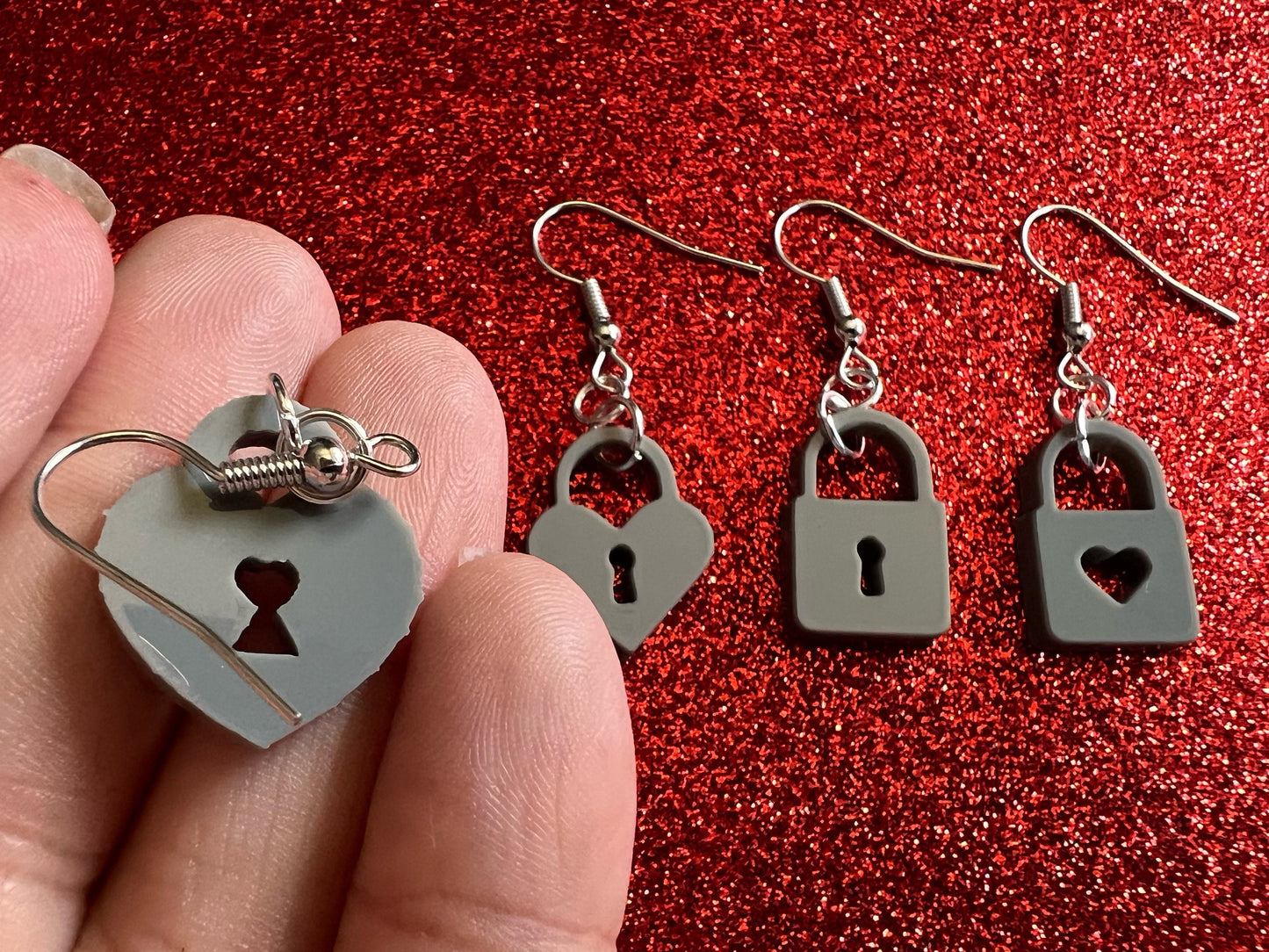 Lock Earrings: Laser Cut Acrylic Locks, Love Locks, Heart Lock, Valentine's Day, Best Gifts for Her/Him/Them