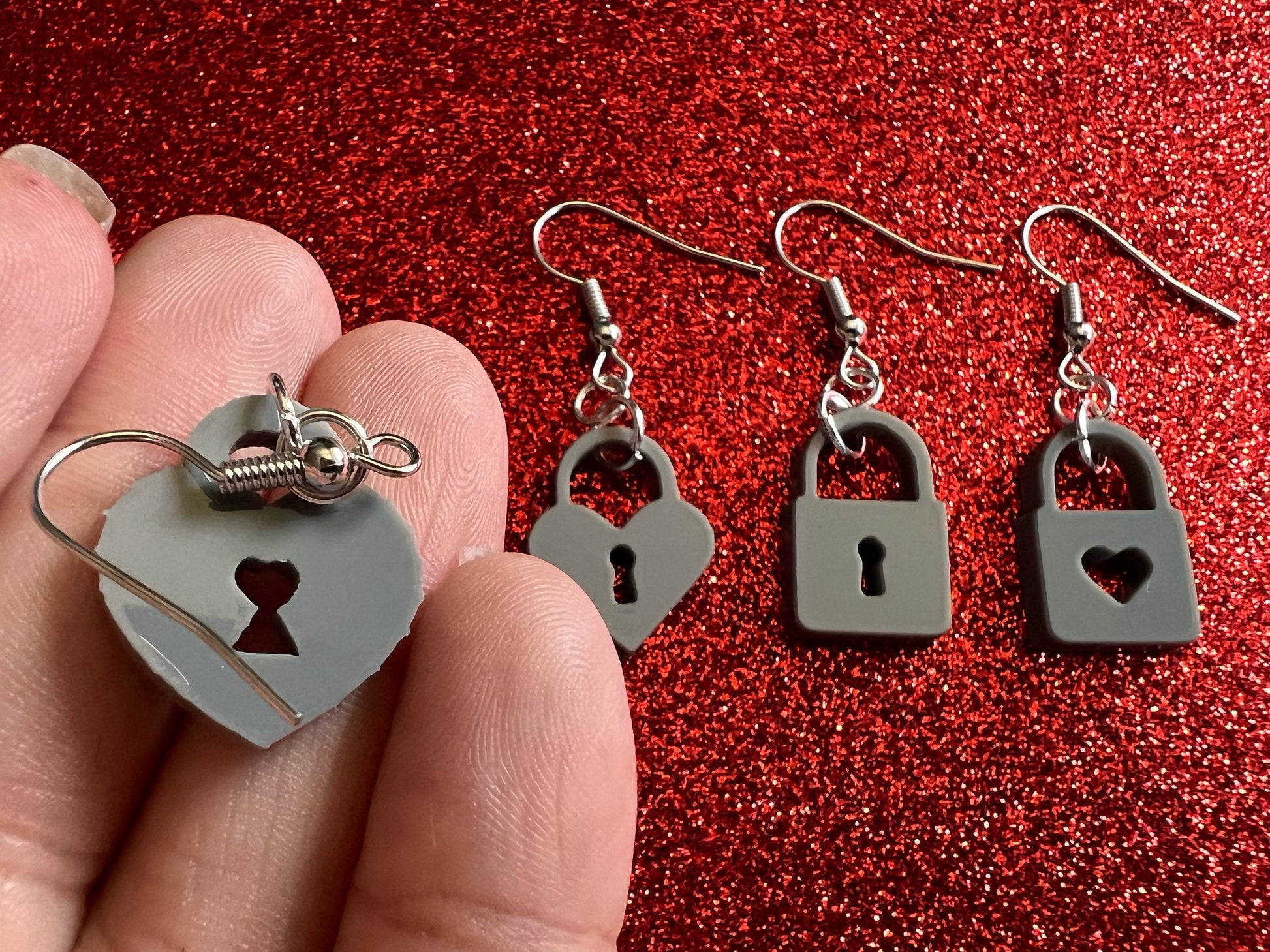 Lock Earrings: Laser Cut Acrylic Locks, Love Locks, Heart Lock, Valentine's Day, Best Gifts for Her/Him/Them