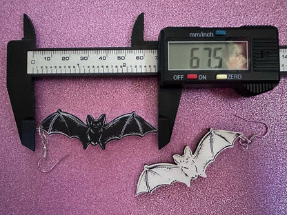Long Flying Bat Earrings: Laser Cut Acrylic Bats, Halloween, Magic, Spooky, Black Bats, Vamp, Vampire, Best Gifts for Her/Him/Them
