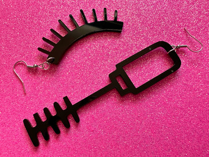 Long Mascara Earrings: Laser Cut Acrylic Eyelashes, Mascara Wand, Beautiful Eyes, Minimalist Outline, Makeup, Best Gifts for Her/Him/Them