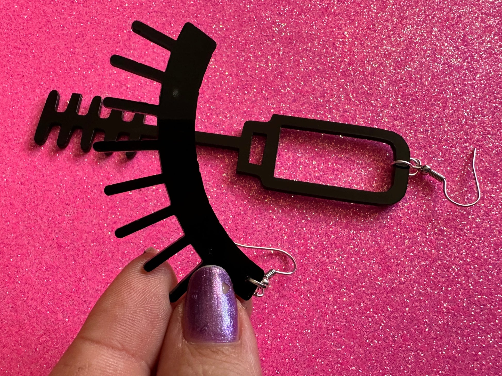 Long Mascara Earrings: Laser Cut Acrylic Eyelashes, Mascara Wand, Beautiful Eyes, Minimalist Outline, Makeup, Best Gifts for Her/Him/Them