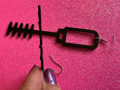 Long Mascara Earrings: Laser Cut Acrylic Eyelashes, Mascara Wand, Beautiful Eyes, Minimalist Outline, Makeup, Best Gifts for Her/Him/Them