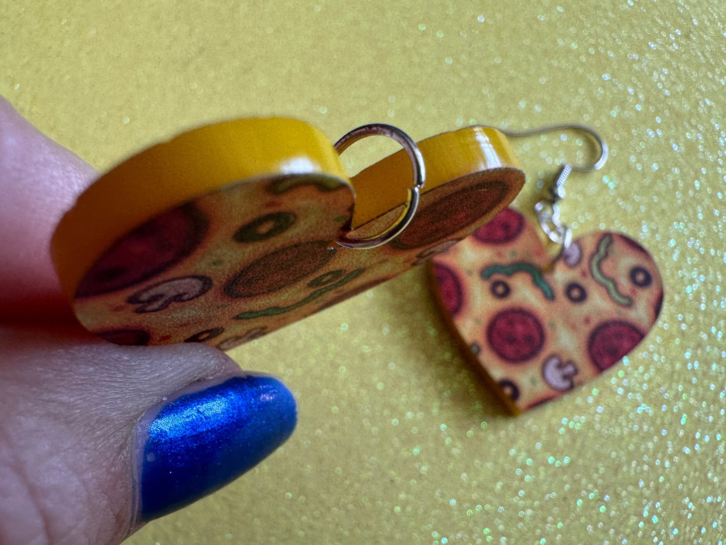 Love Pizza Earrings: Laser Cut Acrylic Pizzas, Fast Food Earrings, Heart, Junk Food, Comfort Food, Pizza Heart, Best Gifts for Her/Him/Them