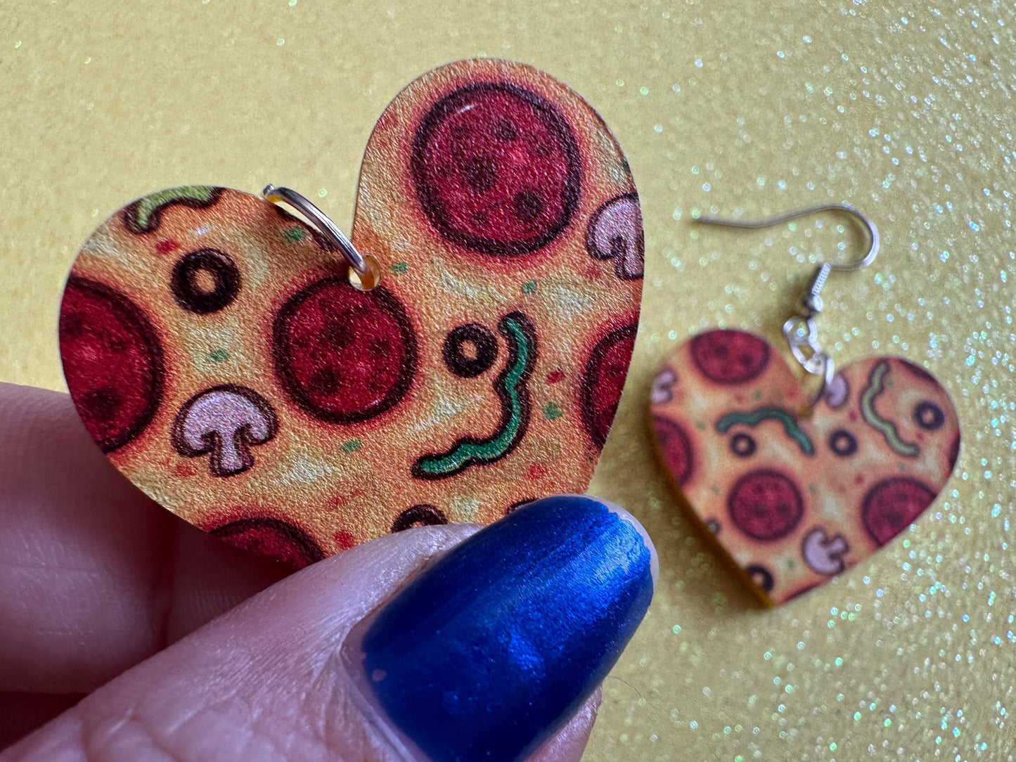 Love Pizza Earrings: Laser Cut Acrylic Pizzas, Fast Food Earrings, Heart, Junk Food, Comfort Food, Pizza Heart, Best Gifts for Her/Him/Them