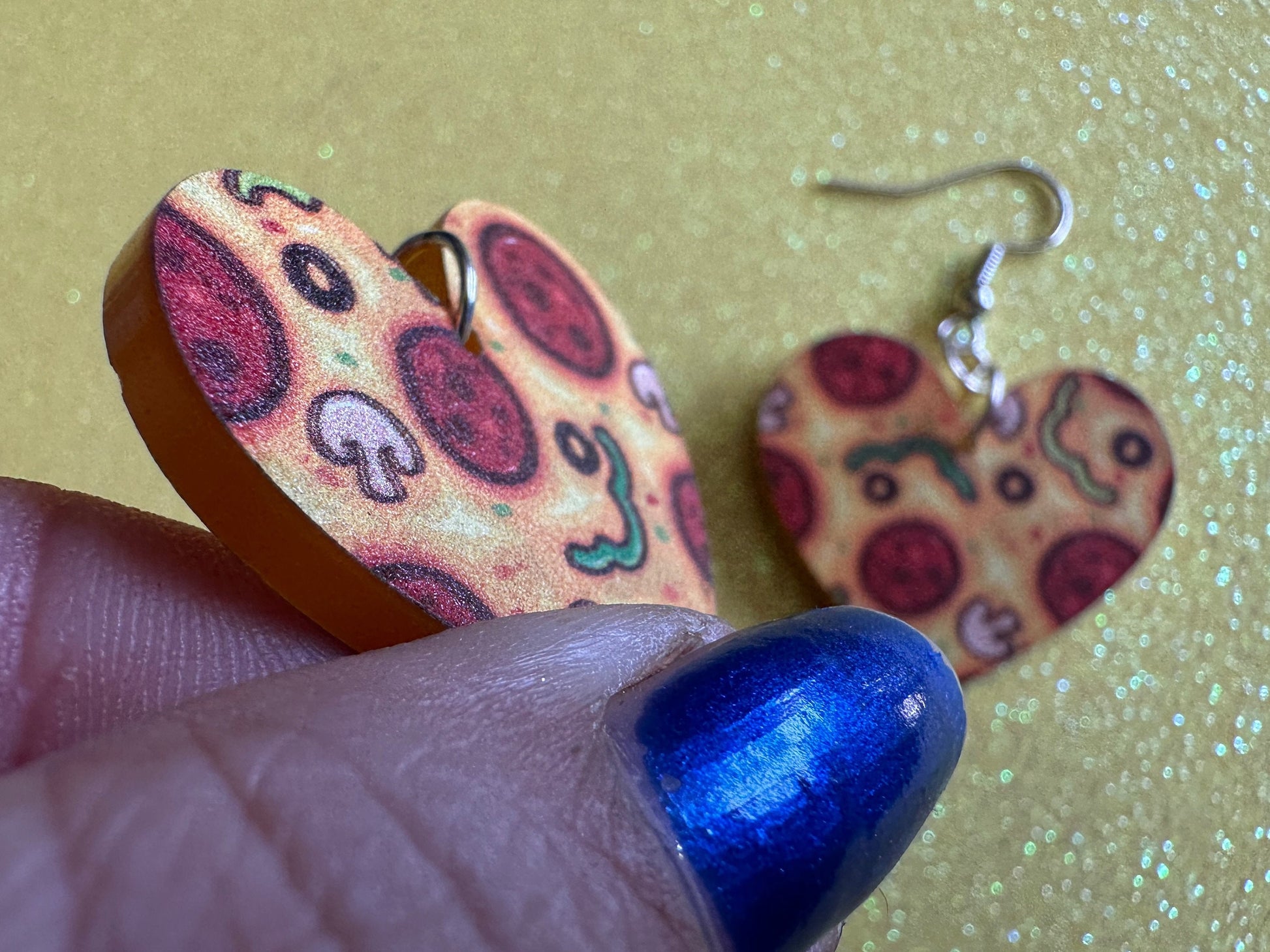 Love Pizza Earrings: Laser Cut Acrylic Pizzas, Fast Food Earrings, Heart, Junk Food, Comfort Food, Pizza Heart, Best Gifts for Her/Him/Them