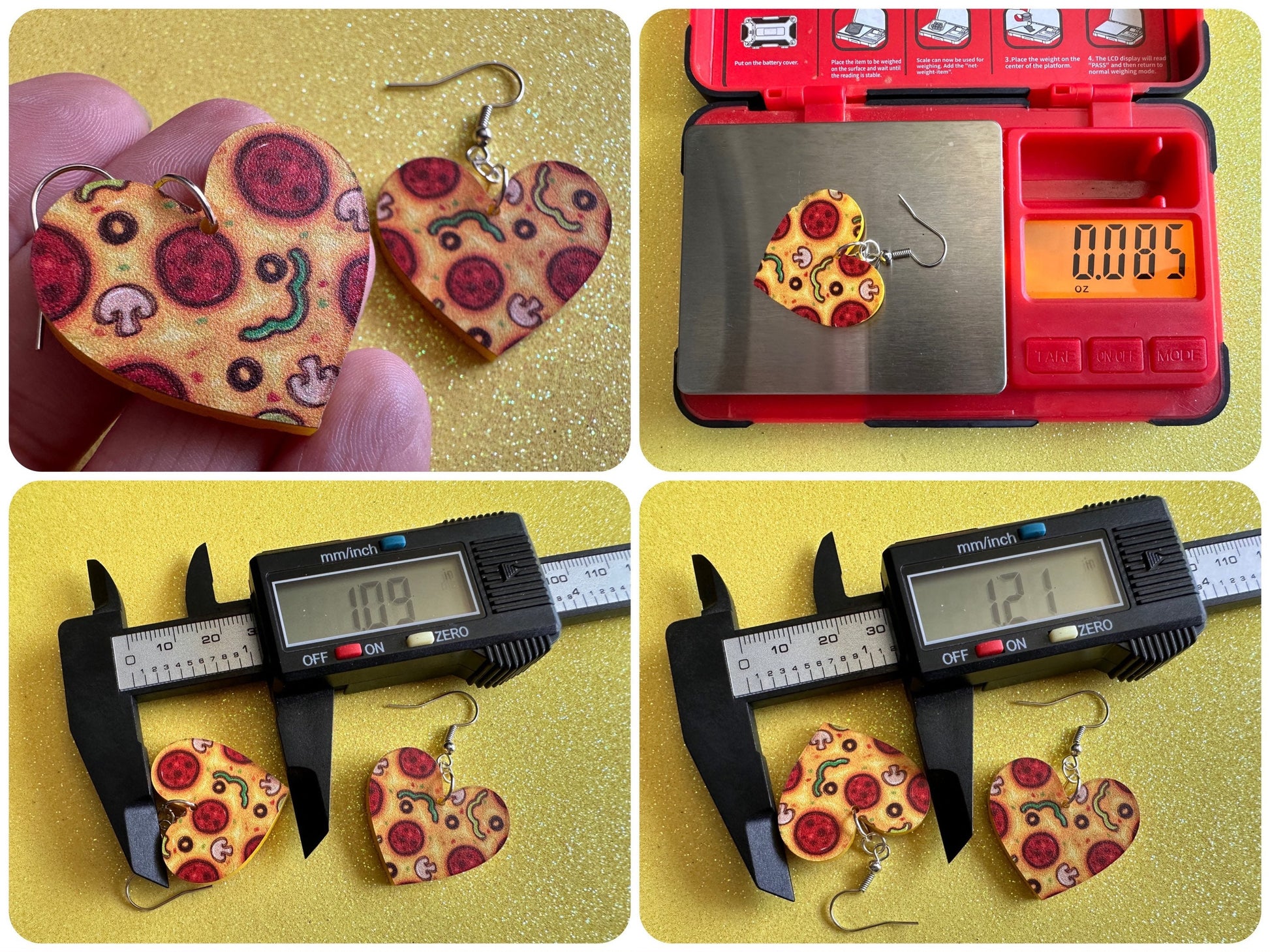 Love Pizza Earrings: Laser Cut Acrylic Pizzas, Fast Food Earrings, Heart, Junk Food, Comfort Food, Pizza Heart, Best Gifts for Her/Him/Them