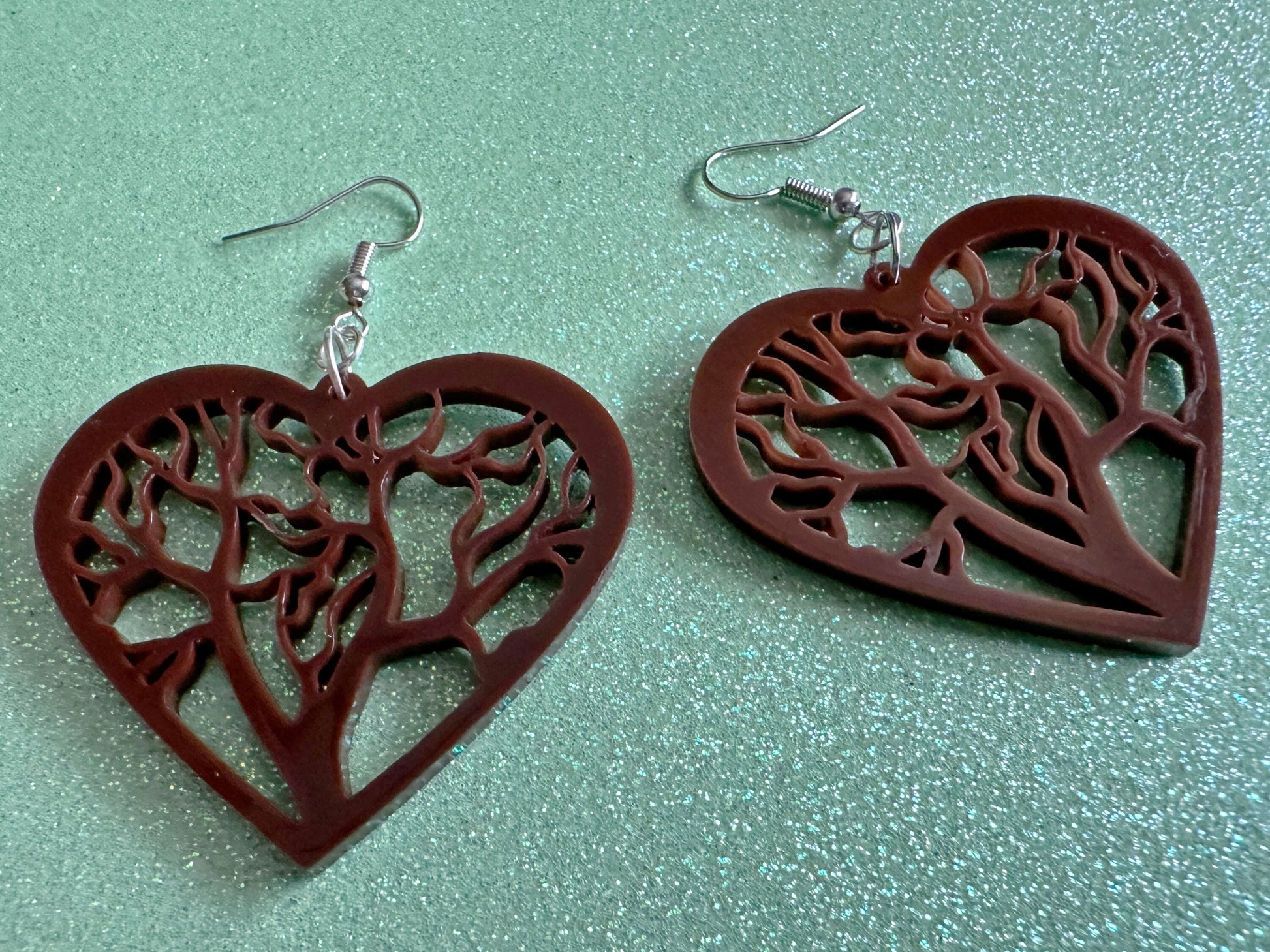 Love Tree Earrings: Laser Cut Acrylic Tree Hearts, Nature, Forest, Branches, Hearts, Love Hiking, Best Gifts for Her/Him/Them