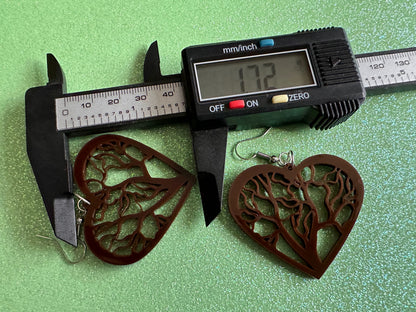 Love Tree Earrings: Laser Cut Acrylic Tree Hearts, Nature, Forest, Branches, Hearts, Love Hiking, Best Gifts for Her/Him/Them
