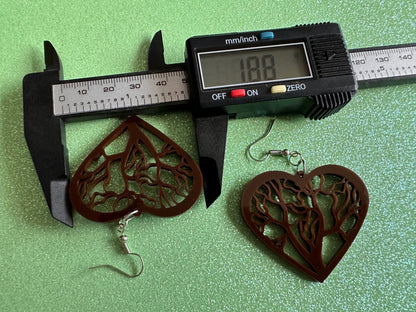 Love Tree Earrings: Laser Cut Acrylic Tree Hearts, Nature, Forest, Branches, Hearts, Love Hiking, Best Gifts for Her/Him/Them