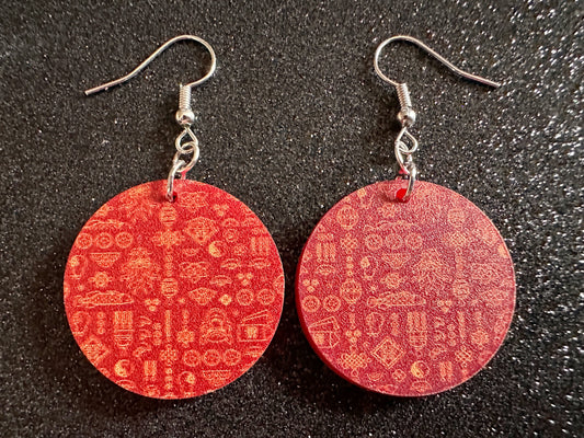 Lunar New Year Earrings: Laser Cut Acrylic Hearts, Asian Holiday, Eastern, Lanterns, Red Earrings, Chinese New Year, Gifts for Her/Him/Them