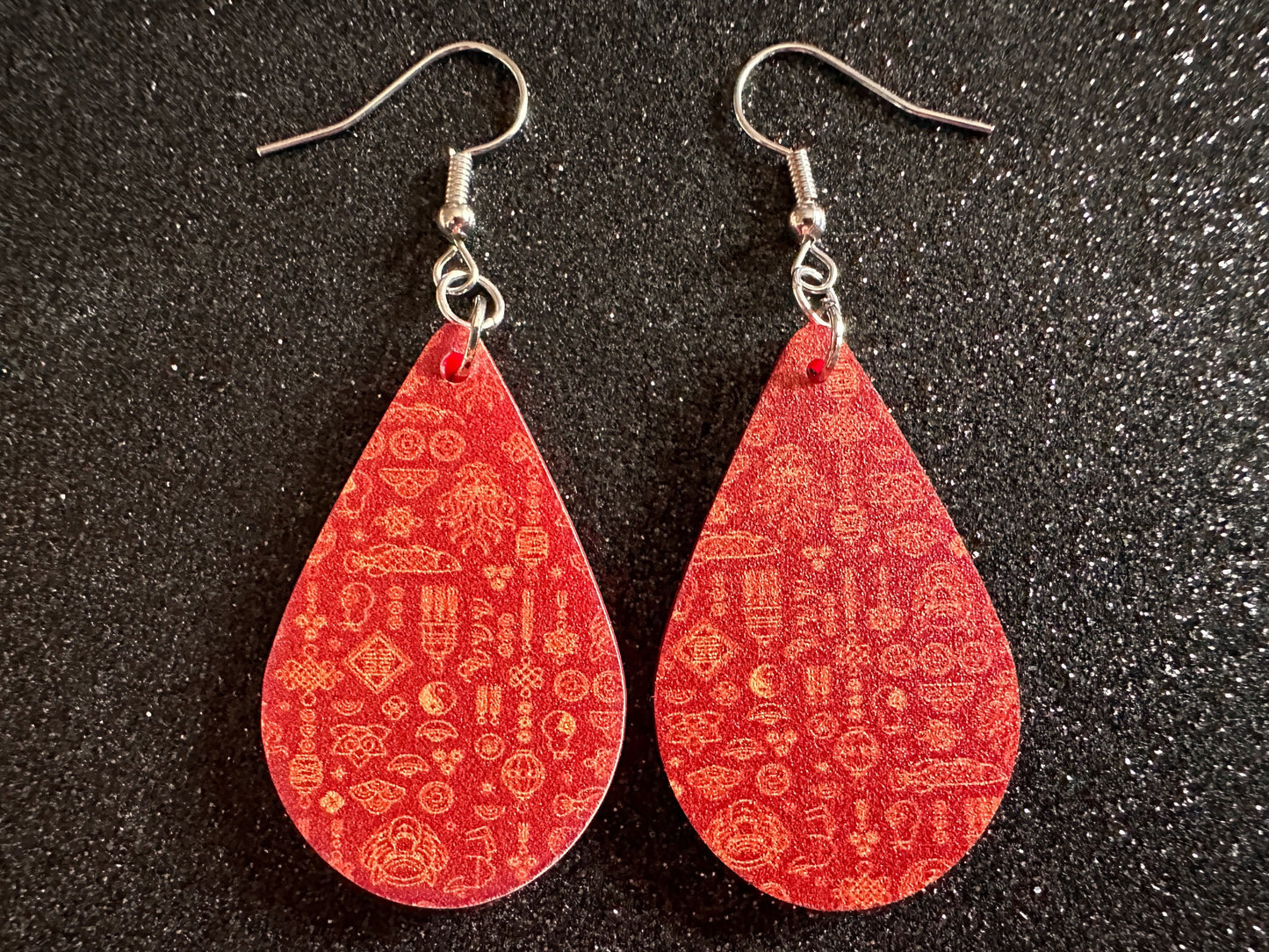 Lunar New Year Earrings: Laser Cut Acrylic Hearts, Asian Holiday, Eastern, Lanterns, Red Earrings, Chinese New Year, Gifts for Her/Him/Them