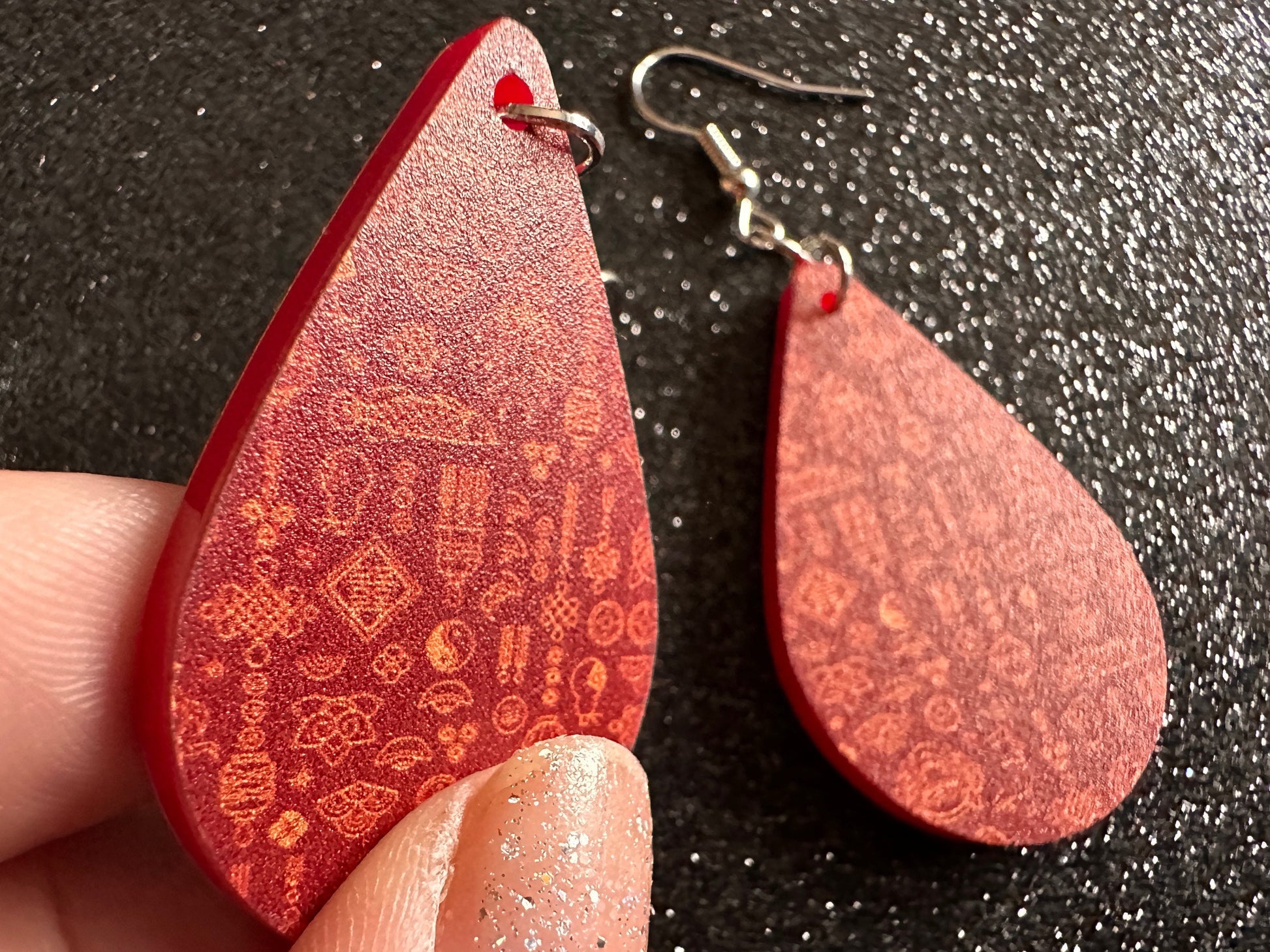 Lunar New Year Earrings: Laser Cut Acrylic Hearts, Asian Holiday, Eastern, Lanterns, Red Earrings, Chinese New Year, Gifts for Her/Him/Them