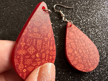 Lunar New Year Earrings: Laser Cut Acrylic Hearts, Asian Holiday, Eastern, Lanterns, Red Earrings, Chinese New Year, Gifts for Her/Him/Them