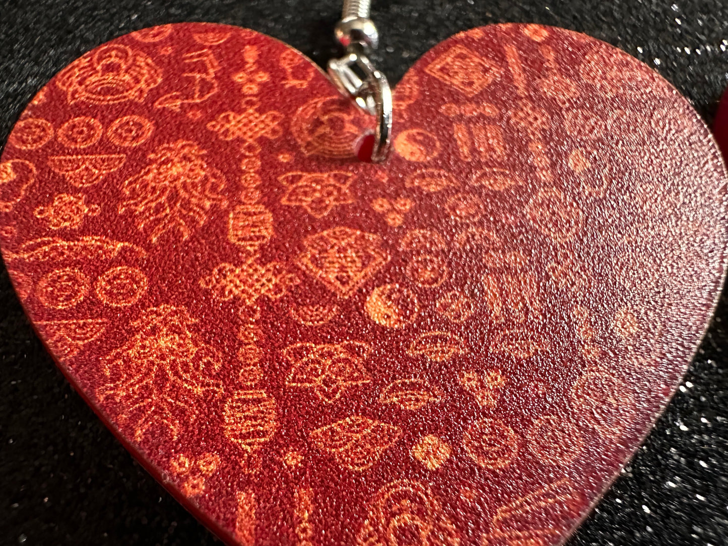 Lunar New Year Earrings: Laser Cut Acrylic Hearts, Asian Holiday, Eastern, Lanterns, Red Earrings, Chinese New Year, Gifts for Her/Him/Them