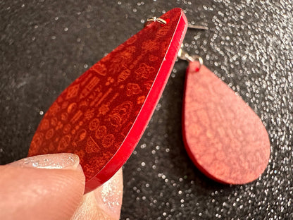 Lunar New Year Earrings: Laser Cut Acrylic Hearts, Asian Holiday, Eastern, Lanterns, Red Earrings, Chinese New Year, Gifts for Her/Him/Them