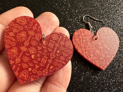 Lunar New Year Earrings: Laser Cut Acrylic Hearts, Asian Holiday, Eastern, Lanterns, Red Earrings, Chinese New Year, Gifts for Her/Him/Them